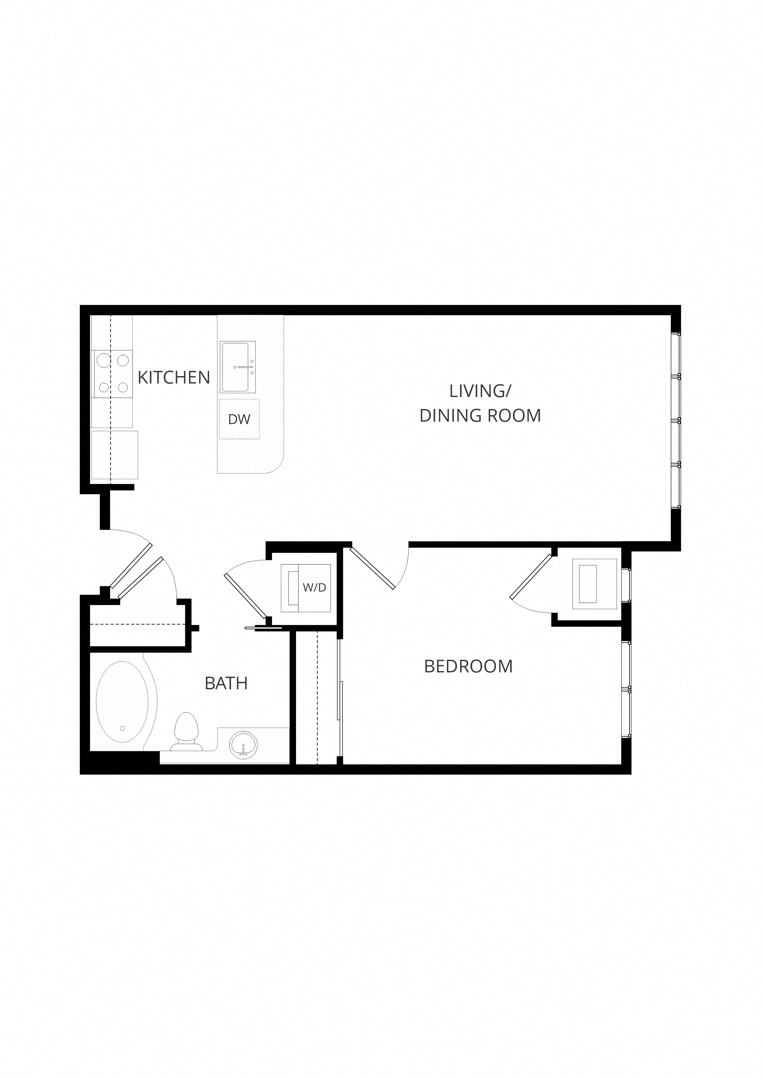 B8 1x1 floor plan